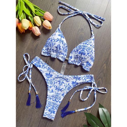 2023 New Arrivals Bathing Suits Women Fashion Print Swimsuit Bikini Swimwear 2 Piece Bikini Set Swimsuit Solid Color